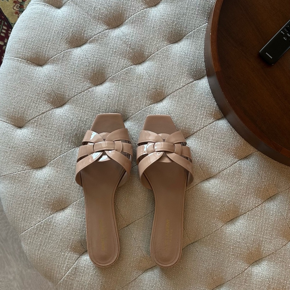 Saint Laurent Nude Slide Sandals